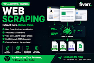 do web scraping, data extraction and python web scraping