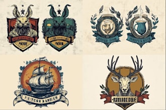 design vintage retro logo with hand drawn illustration