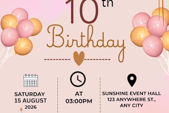 design elegant wedding, birthday, baby shower invitations