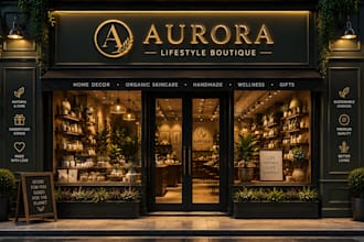 design creative shopfront or storefront and outstanding window graphics