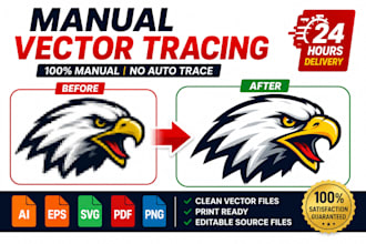 manually vector trace logo into ai, eps, svg within 24 hours