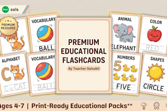 design creative educational flashcards for kids learning english