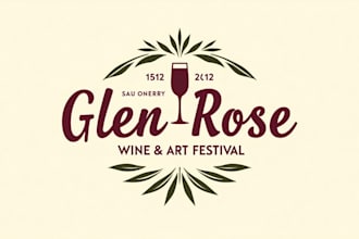 do make glen rose wine and art festival vintage logo desgin