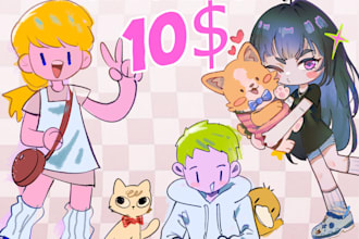 draw cute character with your pet
