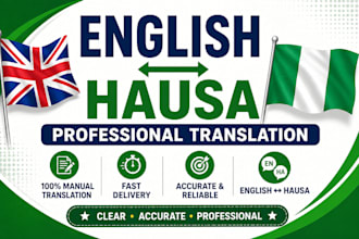 translate english to hausa and hausa to english professionally