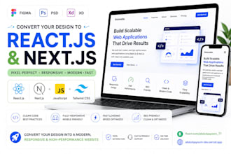 convert figma PSD, xd to react js, next js website