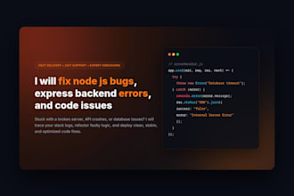 fix node js bugs, express backend errors, and code issues