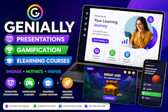create genially presentations, gamification quizzes and elearning courses