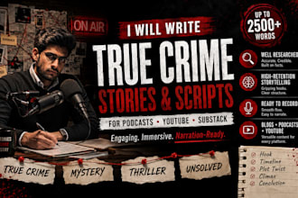 write gripping true crime podcast and youtube scripts