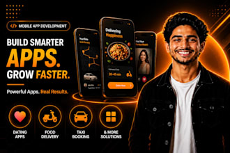develop dating app, food delivery app, taxi booking app with flutter