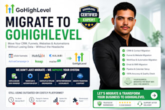 migrate clickfunnels hubspot kajabi or CRM to gohighlevel