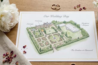 design custom wedding and event venue map illustrations