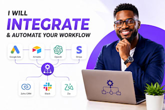 integrate google ads, airtable,  openai, stripe zoho CRM, slack and zia workflow