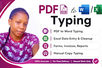 do  pdf to excel,shopify product entry and handwritten typing