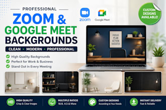 design professional zoom and google meet virtual backgrounds
