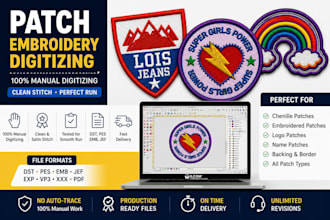 manually digitize embroidery patch logo to dst pes emb