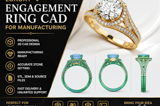 design luxury engagement ring cad for manufacturing