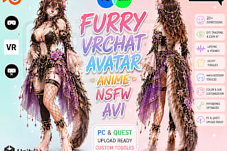 create custom furry vrchat avatar fursona character vrc avatar for pc and quest