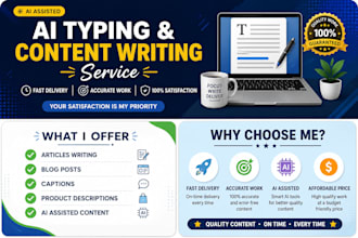 do ai typing, captions, and simple content writing