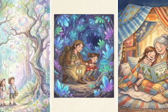 design children storybook illustrations in watercolor