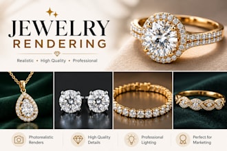 create realistic jewelry renders for rings, pendants, and earrings