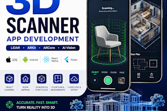 develop mobile 3d scanner using lidar,arkit,arcore and ai