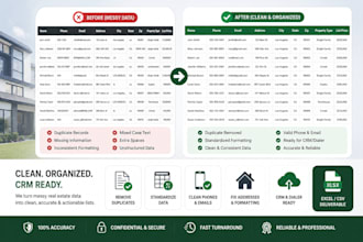 clean and organize real estate CRM data, format mls, CRM, or mls CRM exports