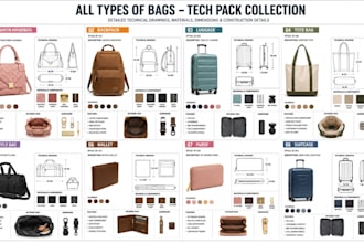 design professional handbag, luggage bag, backpack, duffle bag, wallet tech pack