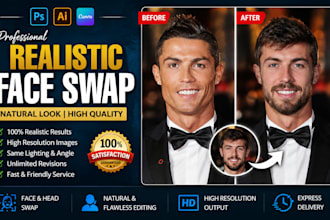 do realistic ai face swap, head swap and photo editing professionally