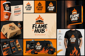 design modern fast food, coffee, restaurant brand identity and packaging kit