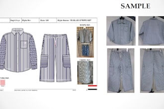 create professional fashion tech packs and clothing designs for manufactu