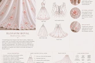 create couture fashion technical drawings and design sheets