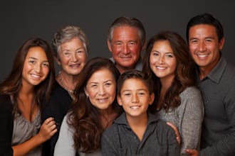 draw a realistic family or group portrait from a photo