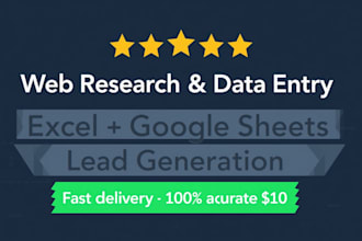 do data entry web research and lead generation in excel and google sheets