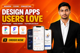 design custom mobile app design, ui ux design, figma app design for flutterflow