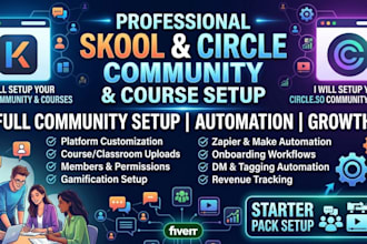 setup skool community circle courses and full automation
