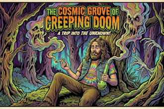 do amazing art retro horror, stoner, psychedelic