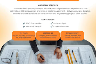 prepare boq, quantity takeoff, cost estimate, rate analysis