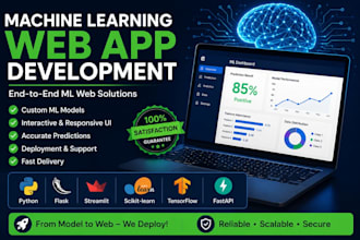 develop and deploy a machine learning web app using python, flask or stream