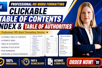 format clickable table of content index table of authorities in microsoft word