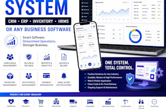 develop a custom management system, CRM, erp, inventory, hrms, or busines