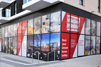 design window graphics, premium storefront decal, retail shop window signage
