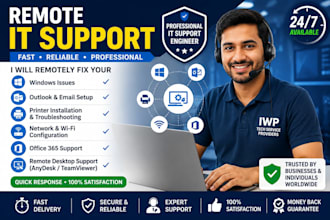 provide professional remote IT support for windows, outlook, printers and