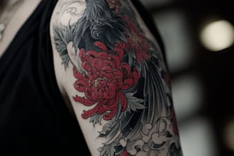 design professional japanese, asian style tattoo design