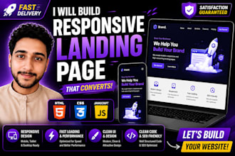 build a responsive HTML CSS landing page website