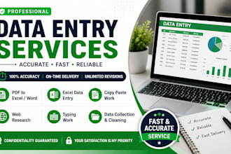 ido accurate data entry, web research, copy typing