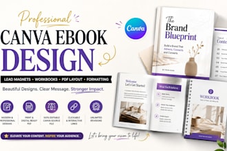 canva ebook design, lead magnet, workbook, PDF, ebook formatting and layout