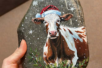 paint your pet in a christmas portrait on stone or canvas