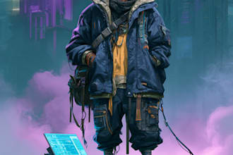 cyberpunk hacker character art