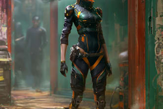 cyberpunk female character desing
